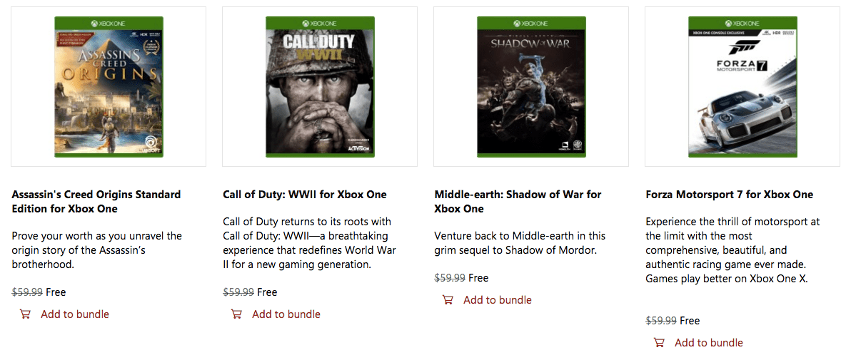 Xbox One S Free Games